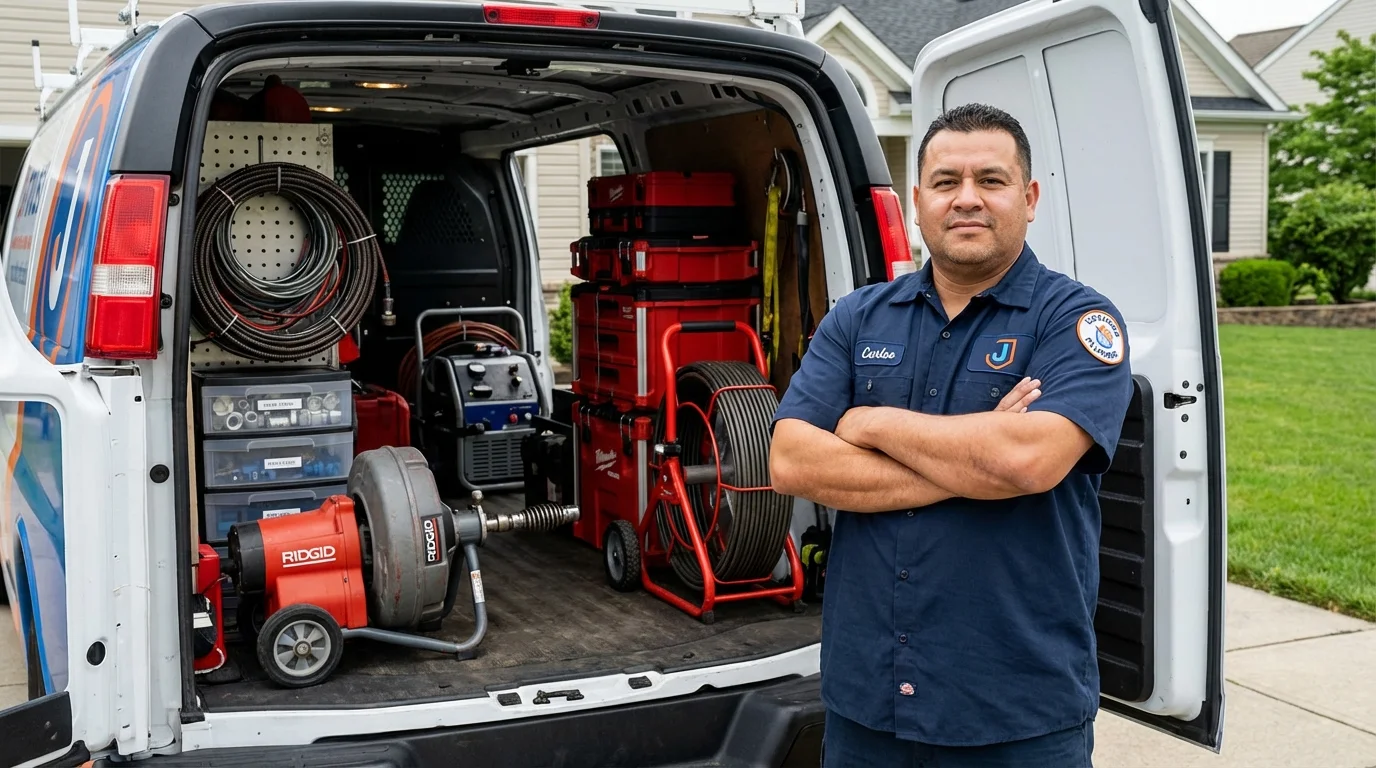 Professional drain cleaning equipment and Johns Plumbing LLC plumber in Newbern