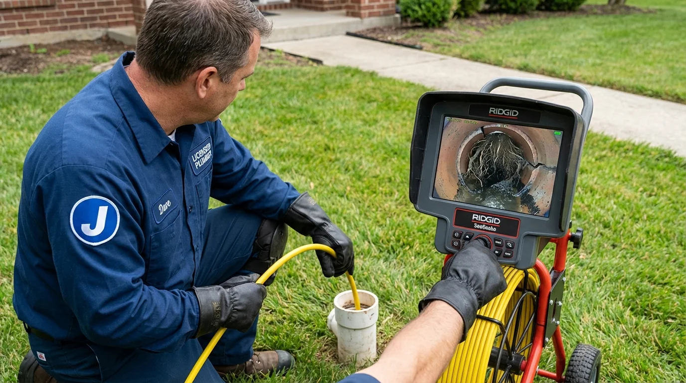 Sewer camera inspection being performed by Johns Plumbing LLC in Newbern