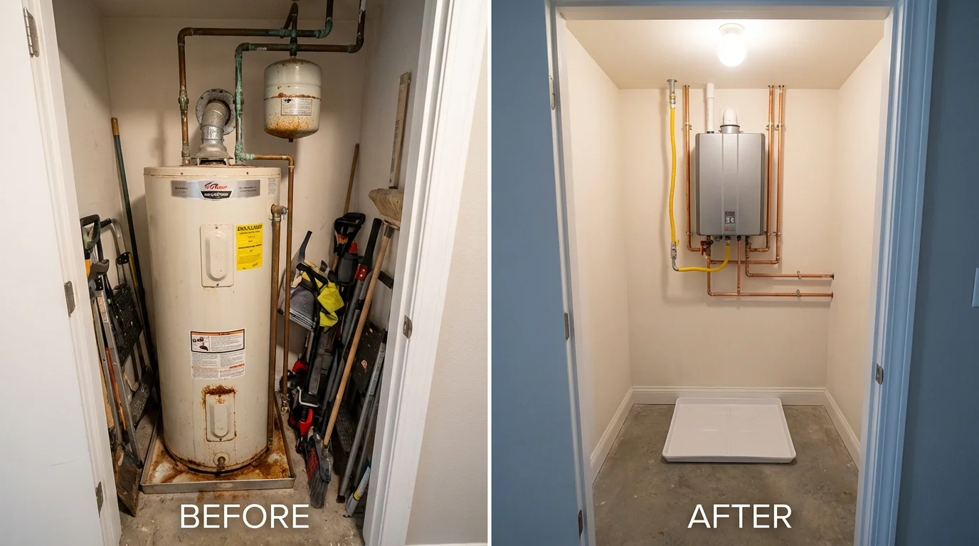 Tank water heater versus wall-mounted tankless unit comparison for Newbern, TN homeowners