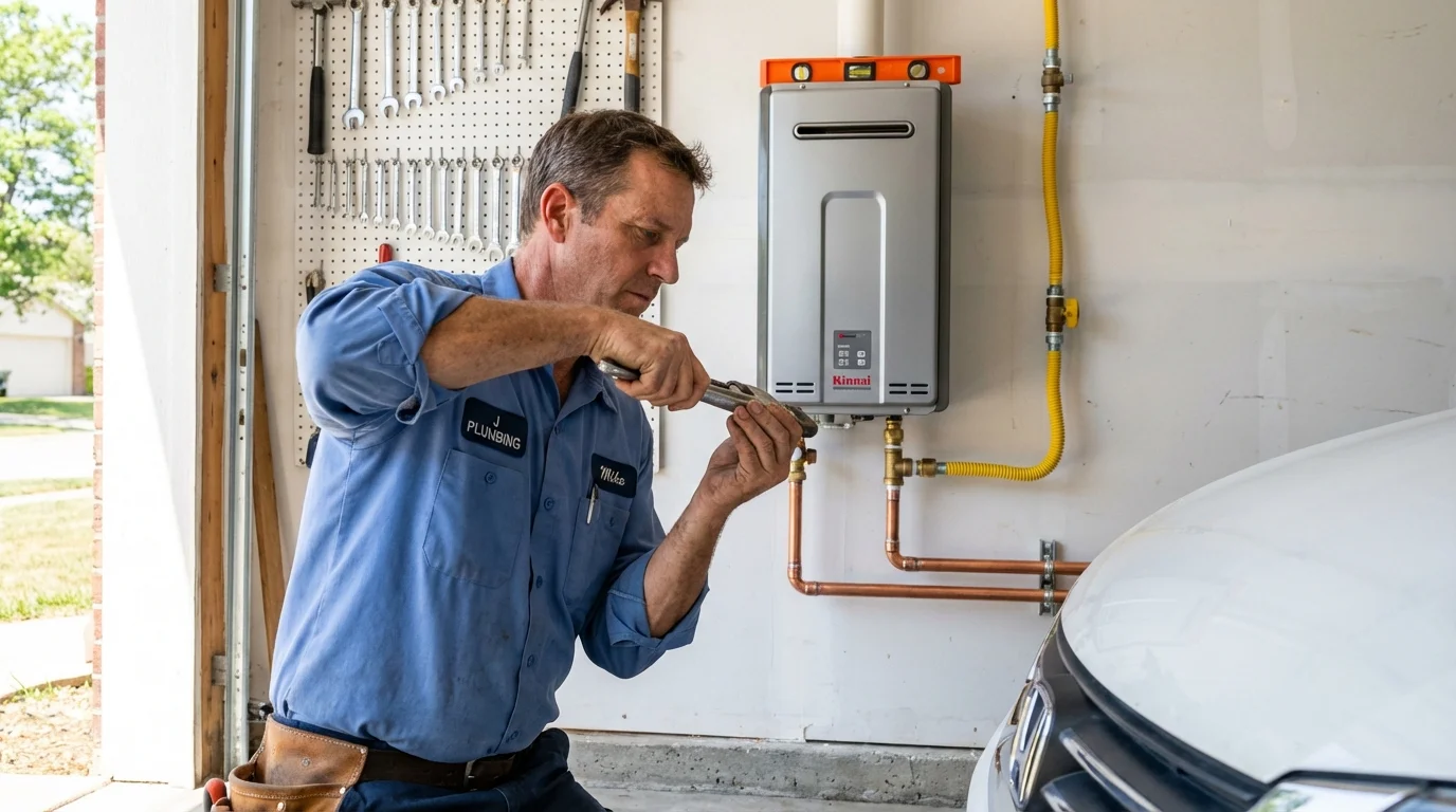 Tankless water heater installation by a Johns Plumbing LLC plumber in Newbern